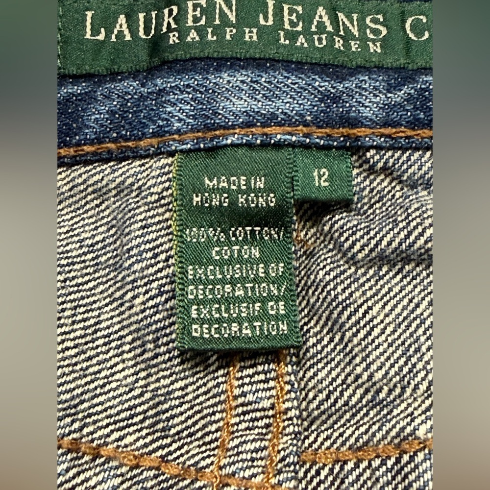 Vintage Ralph Lauren Jeans Women’s Size 12 Embroidered Pockets Wide Straight Leg - Picture 10 of 11
